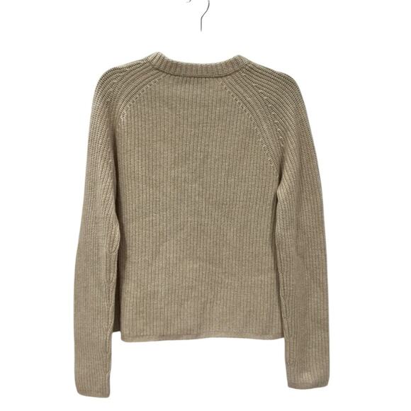 Jenni Kayne Women’s Cashmere Fisherman Sweater Large Oatmeal Knit Pullover - Picture 12 of 16